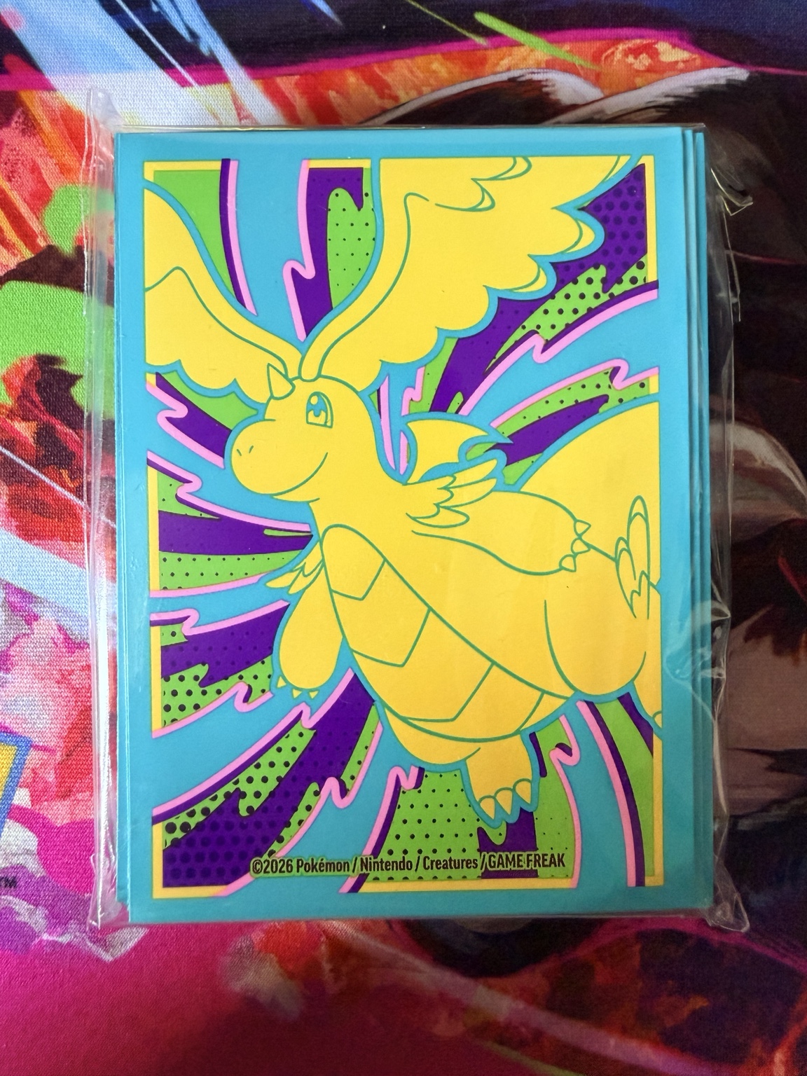 Front of Pokémon TCG Mega Dragonite card sleeves